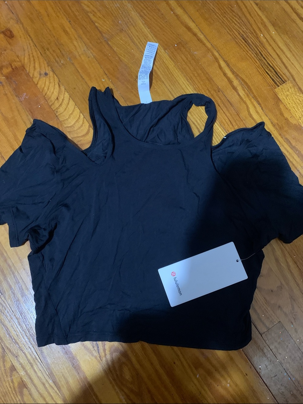lululemon athletica Black Cold-Shoulder Crop Top